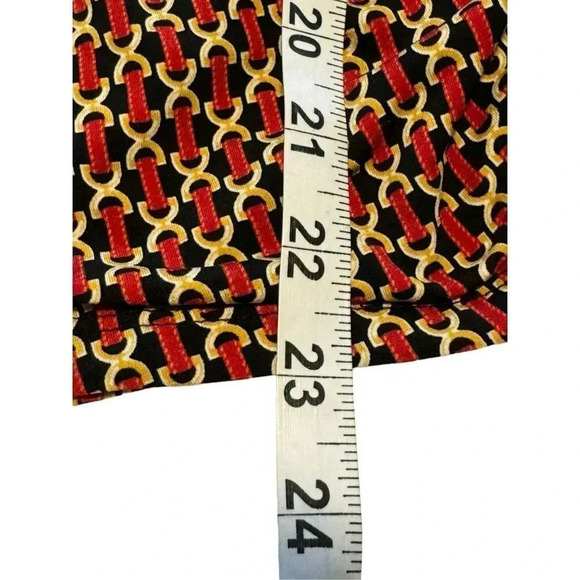 MICHAEL Michael Kors Petite Medium Red Multi Chain Print Faux Wrap Stretchy Top - Picture 6 of 6